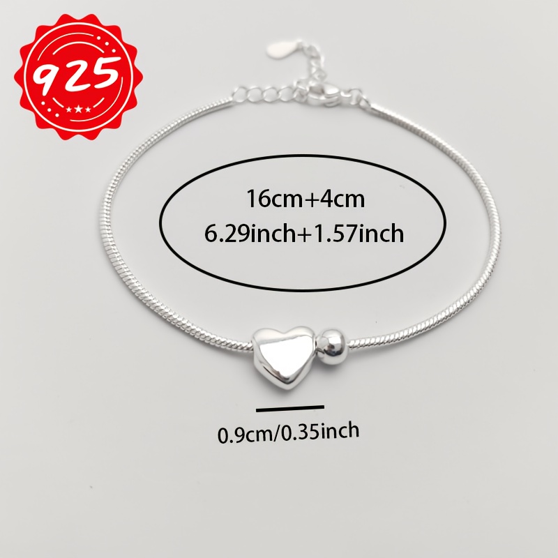 925 Silver Snake Bone Love Bead Bracelet for Women
